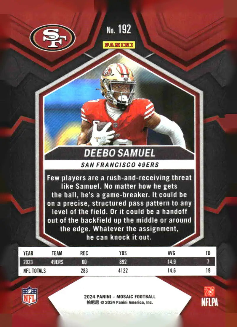 2024 Panini Mosaic #192 Deebo Samuel - Football Card Single