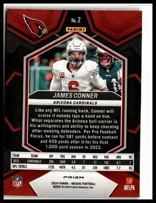 2024 Panini Mosaic #2 James Conner Mosaic Reactive Yellow - Football Card Single