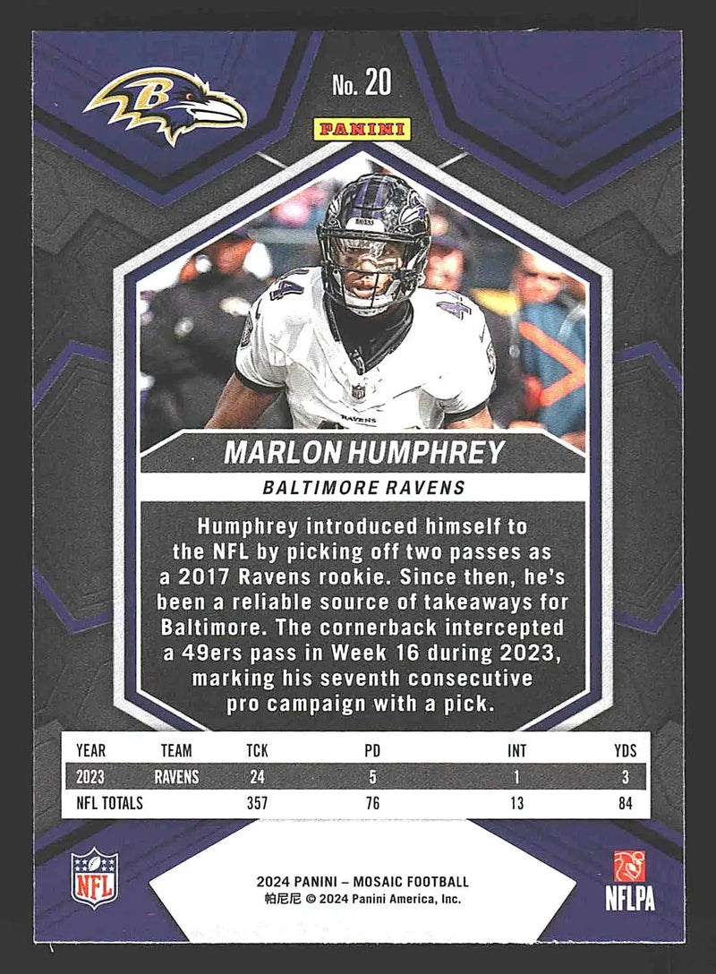 2024 Panini Mosaic #20 Marlon Humphrey - Football Card Single