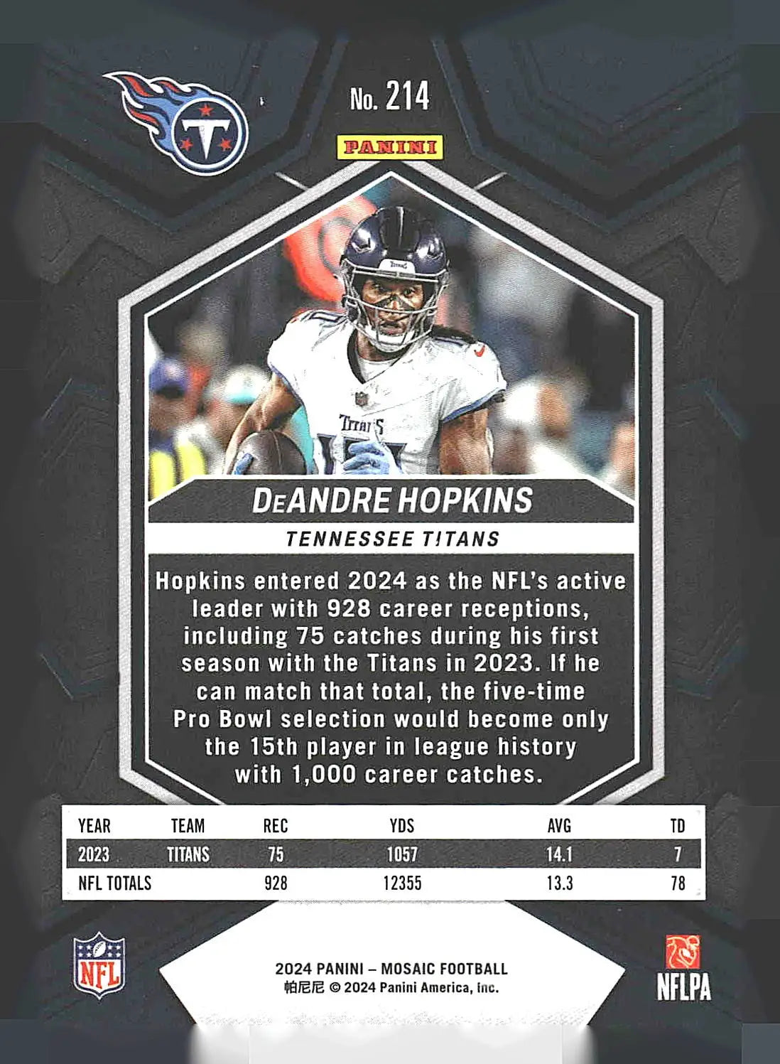 2024 Panini Mosaic #214 DeAndre Hopkins - Football Card Single