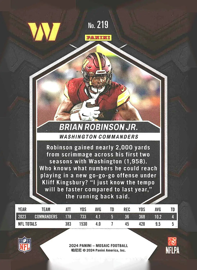 2024 Panini Mosaic #219 Brian Robinson Jr. - Football Card Single
