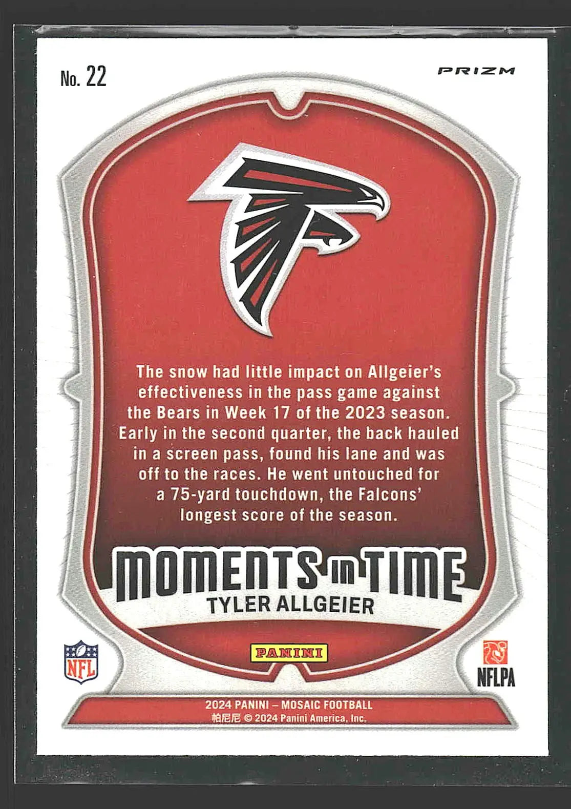2024 Panini Mosaic #22 Tyler Allgeier Moments in Time No Huddle Silver - Football Card Single