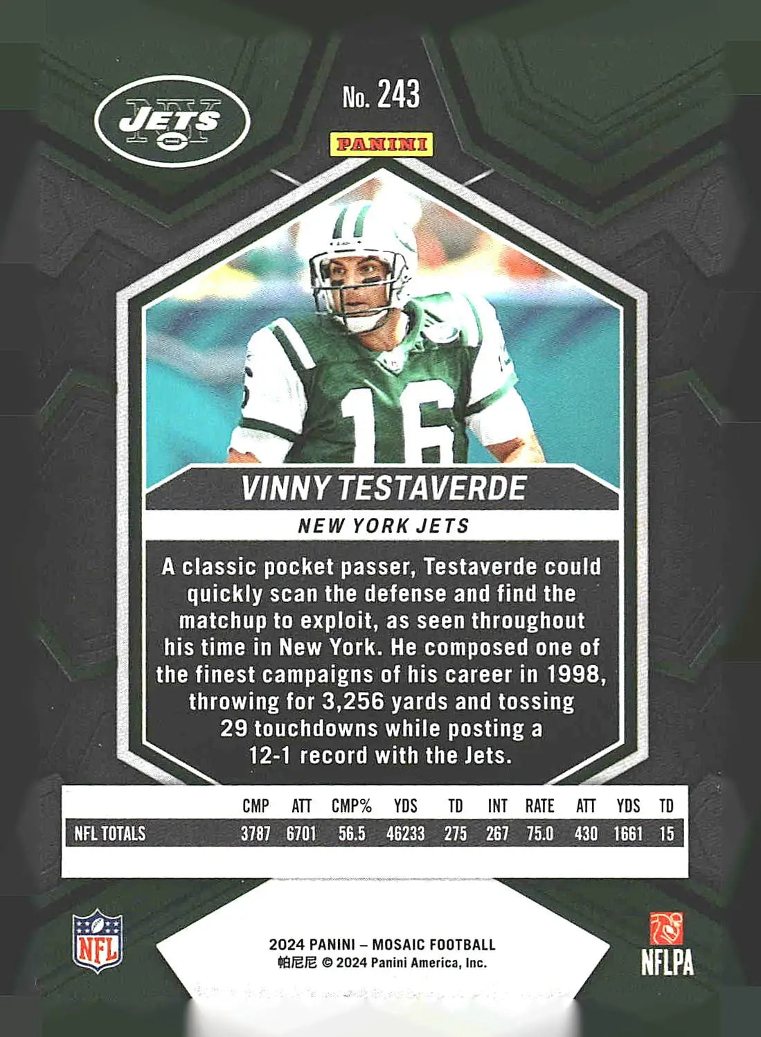 2024 Panini Mosaic #243 Vinny Testaverde - Football Card Single