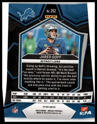 2024 Panini Mosaic #252 Jared Goff Mosaic Reactive Yellow - Football Card Single
