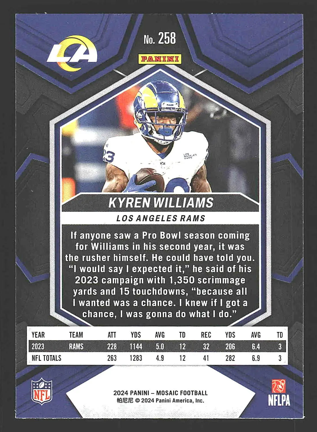 2024 Panini Mosaic #258 Kyren Williams - Football Card Single