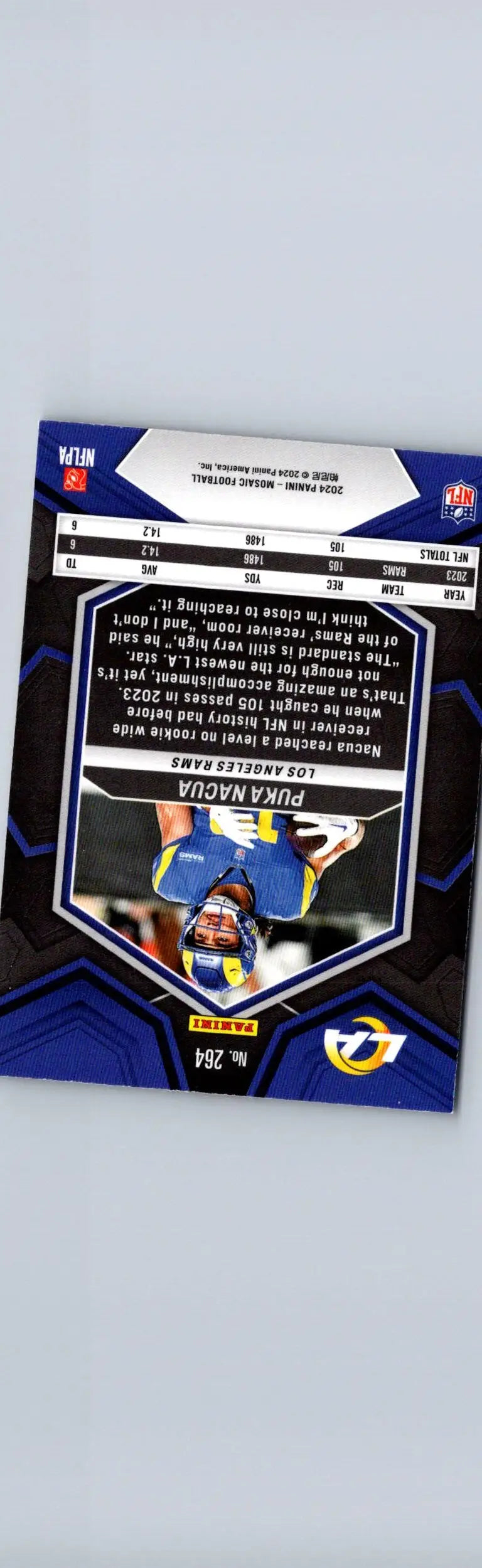 Football trading card featuring Puka Nacua from 2024 Panini Mosaic collection