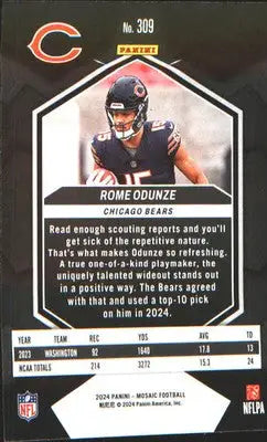 2024 Panini Mosaic #309 Rome Odunze Rookie RC - Football Card Single