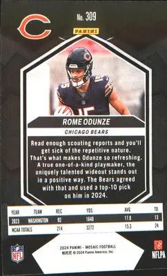2024 Panini Mosaic #309 Rome Odunze Rookie RC - Football Card Single