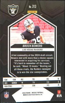 2024 Panini Mosaic #313 Brock Bowers Rookie RC - Football Card Single