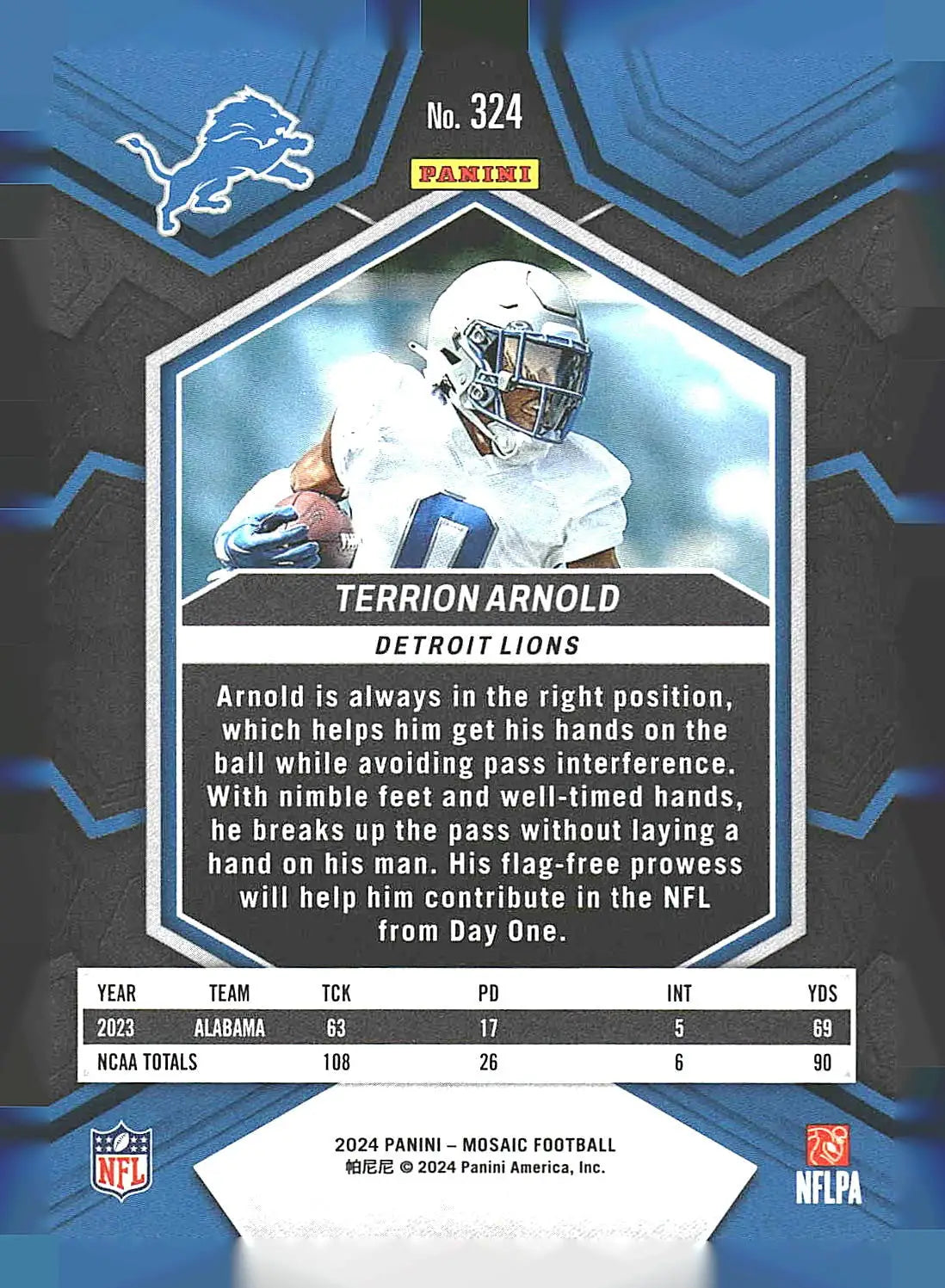 2024 Panini Mosaic #324 Terrion Arnold - Football Card Single