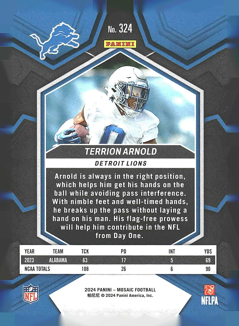 2024 Panini Mosaic #324 Terrion Arnold - Football Card Single