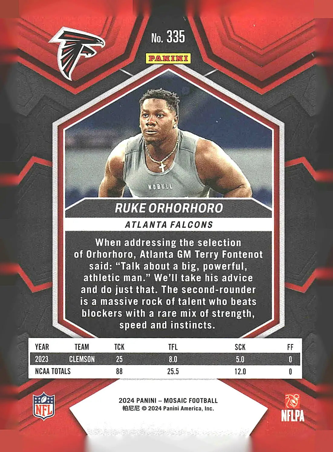 2024 Panini Mosaic #335 Ruke Orhorhoro - Football Card Single