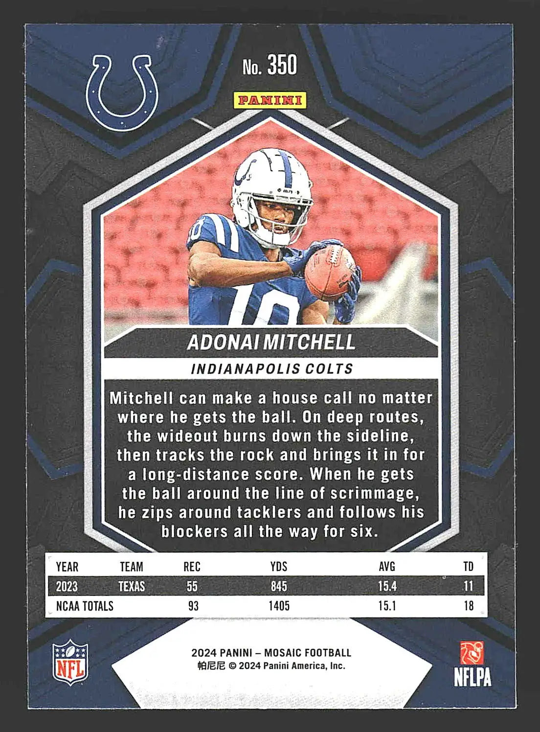 2024 Panini Mosaic #350 Adonai Mitchell RC Indianapolis Colts - Football Card Single