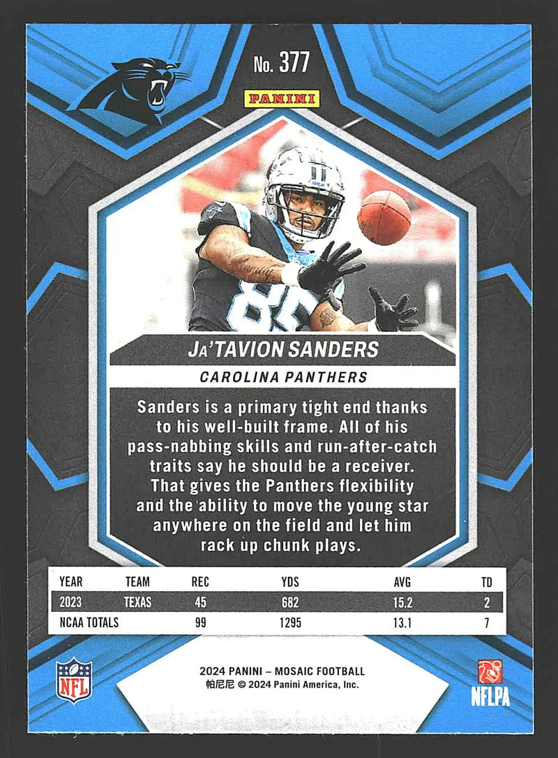 2024 Panini Mosaic #377 Ja’Tavion Sanders - Football Card Single
