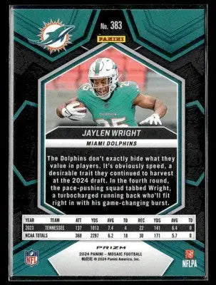 2024 Panini Mosaic #383 Jaylen Wright Mosaic Reactive Yellow - Football Card Single