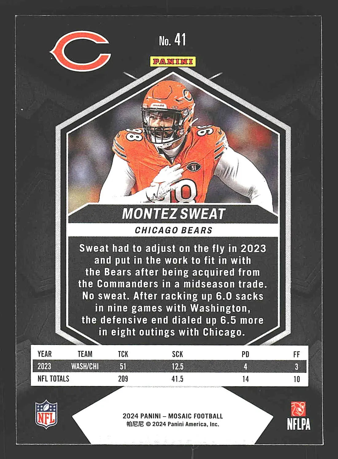 2024 Panini Mosaic #41 Montez Sweat - Football Card Single