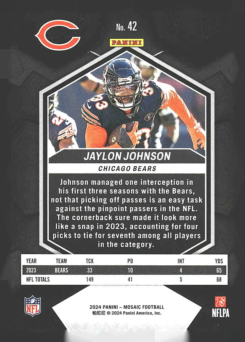 2024 Panini Mosaic #42 Jaylon Johnson - Football Card Single