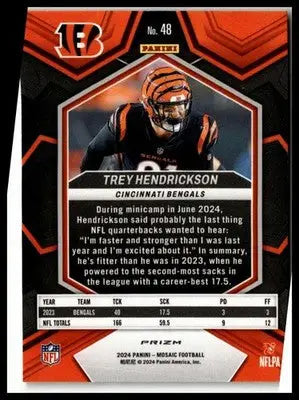 2024 Panini Mosaic #48 Trey Hendrickson Mosaic Reactive Yellow - Football Card Single