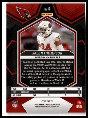2024 Panini Mosaic #6 Jalen Thompson Mosaic Reactive Yellow - Football Card Single