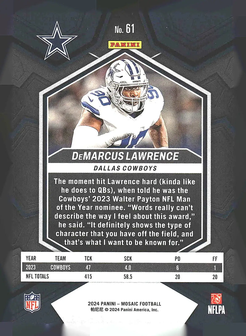 2024 Panini Mosaic #61 DeMarcus Lawrence - Football Card Single