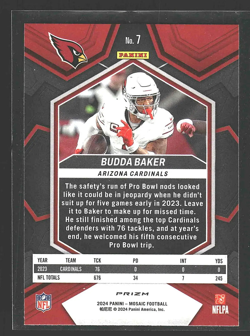 2024 Panini Mosaic #7 Budda Baker Mosaic No Huddle Silver - Football Card Single