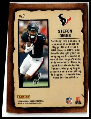 2024 Panini Mosaic #7 Stefon Diggs Notoriety - Football Card Single