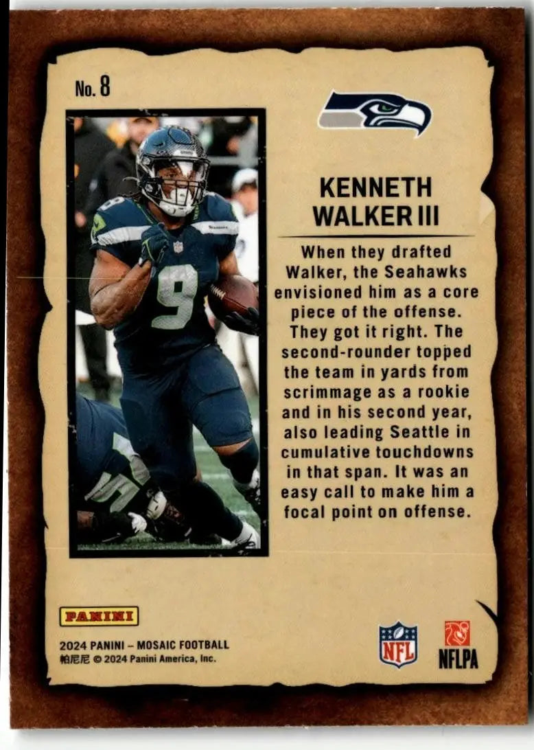 2024 Panini Mosaic #8 Kenneth Walker III Notoriety - Football Card Single