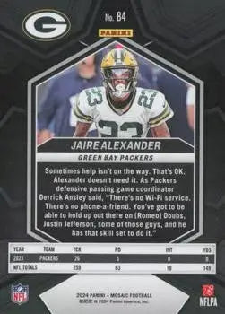 2024 Panini Mosaic #84 Jaire Alexander - Football Card Single