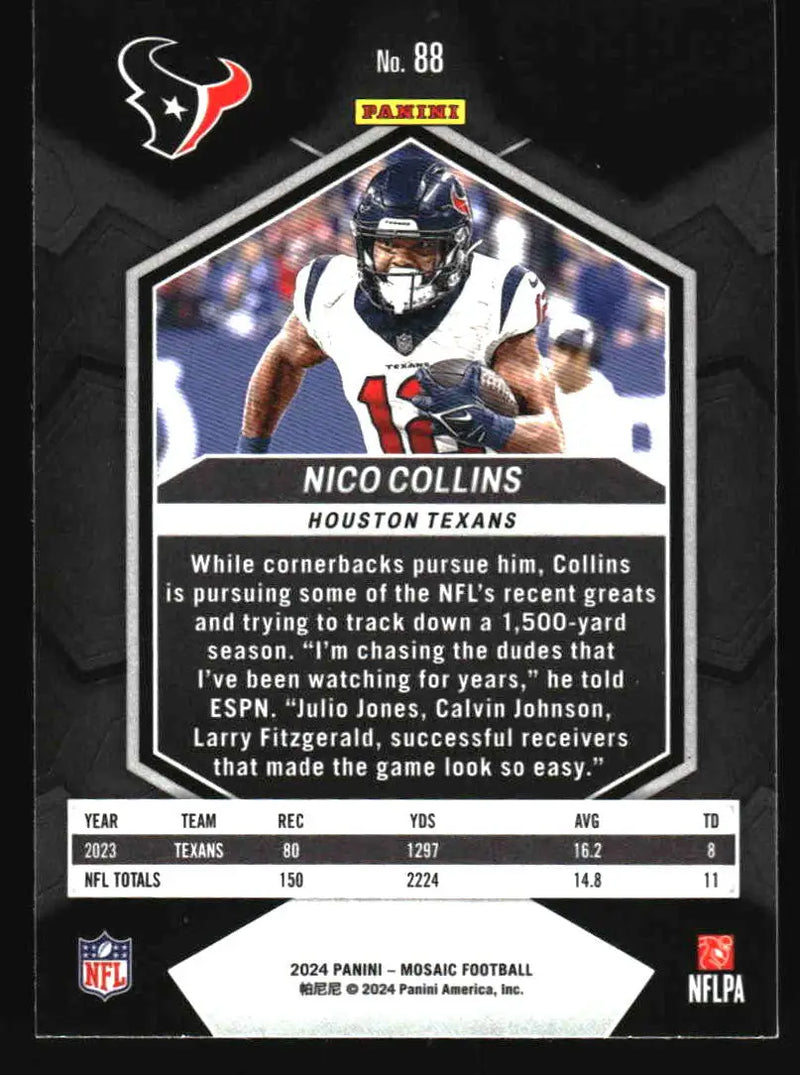 2024 Panini Mosaic #88 Nico Collins - Football Card Single