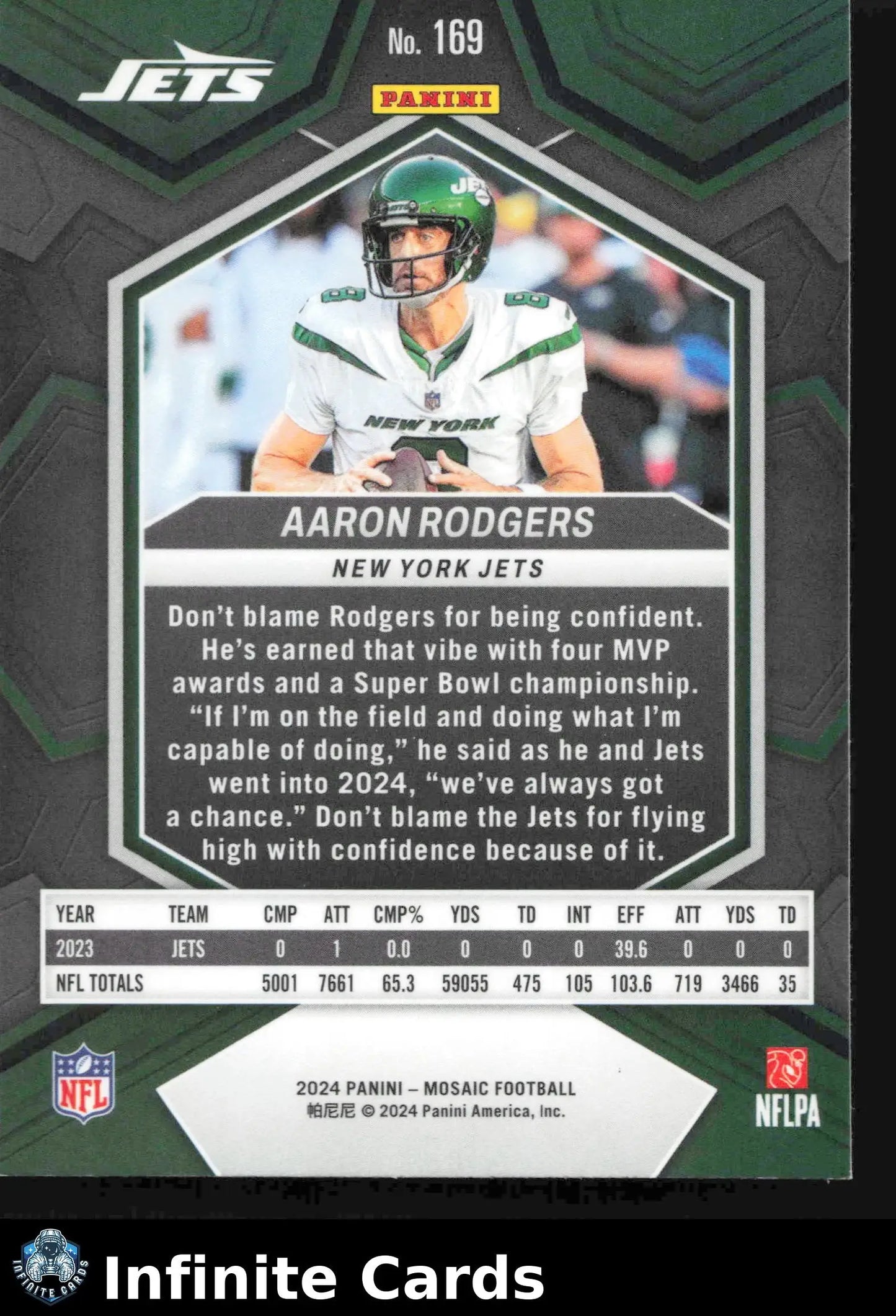 2024 Panini Mosaic AARON RODGERS #169 New York Jets - Football Card Single