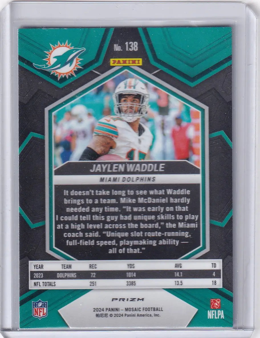 2024 Panini Mosaic Blue Reactive #138 Jaylen Waddle - Miami Dolphins