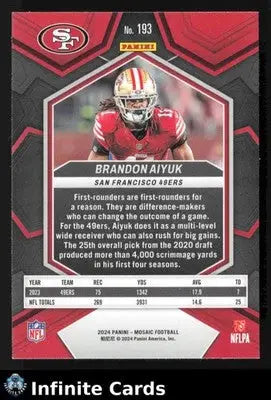 2024 Panini Mosaic BRANDON AIYUK #193 San Francisco 49ers - Football Card Single