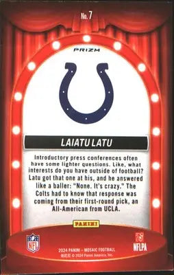 2024 Panini Mosaic Center Stage Silver #7 Laiatu Latu - Football Card Single