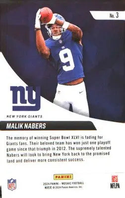 2024 Panini Mosaic Elevate #3 Malik Nabers - Football Card Single