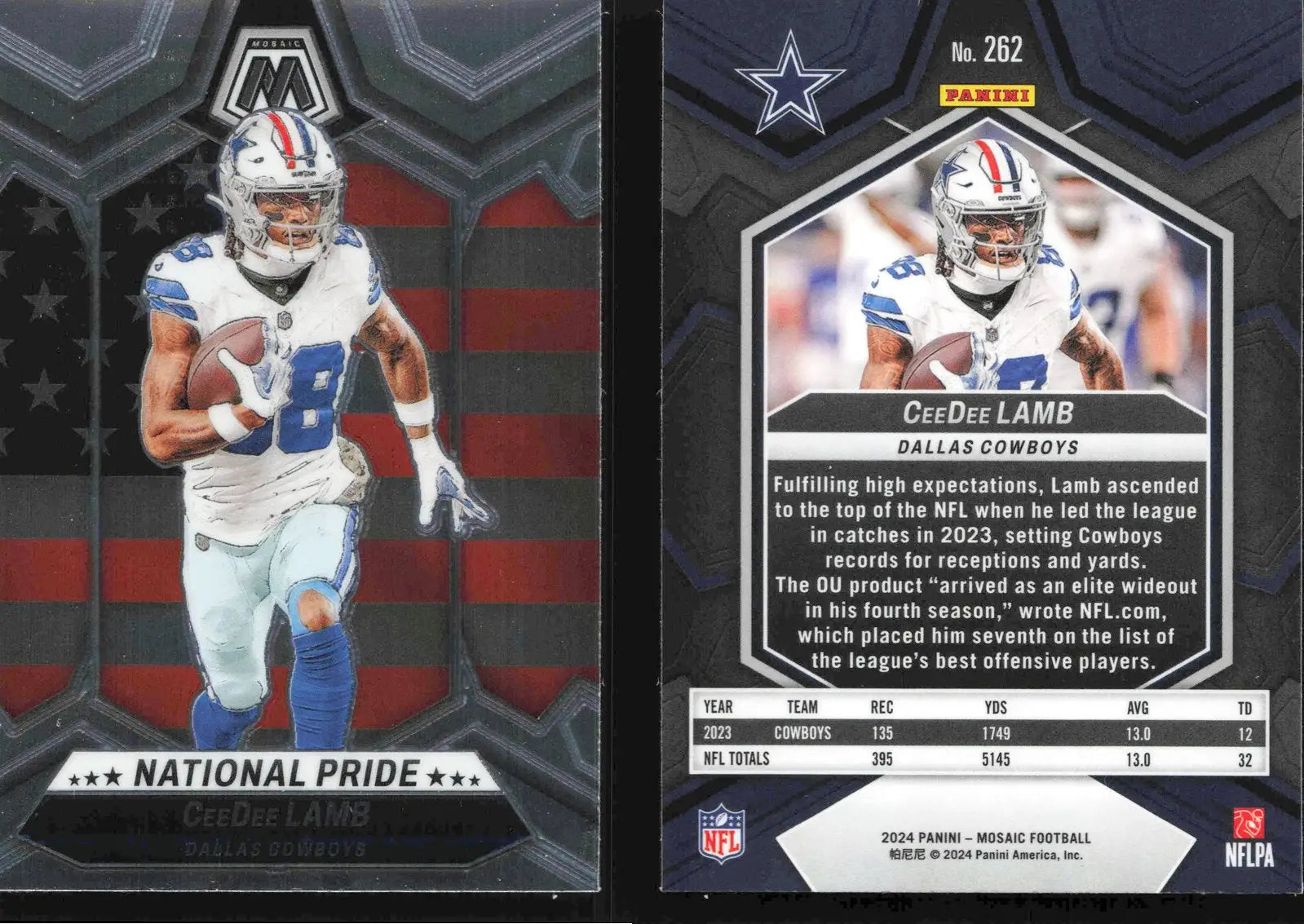 2024 Panini Mosaic Football CEEDEE LAMB #262 National Pride Dallas Cowboys - Football Card Single