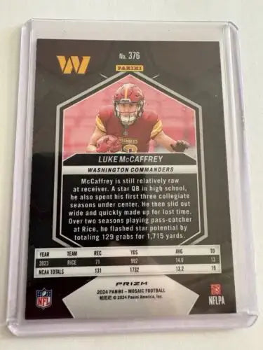 2024 Panini Mosaic Football Luke McCaffrey Genesis Prizm SSP Case Hit RC - Football Card Single