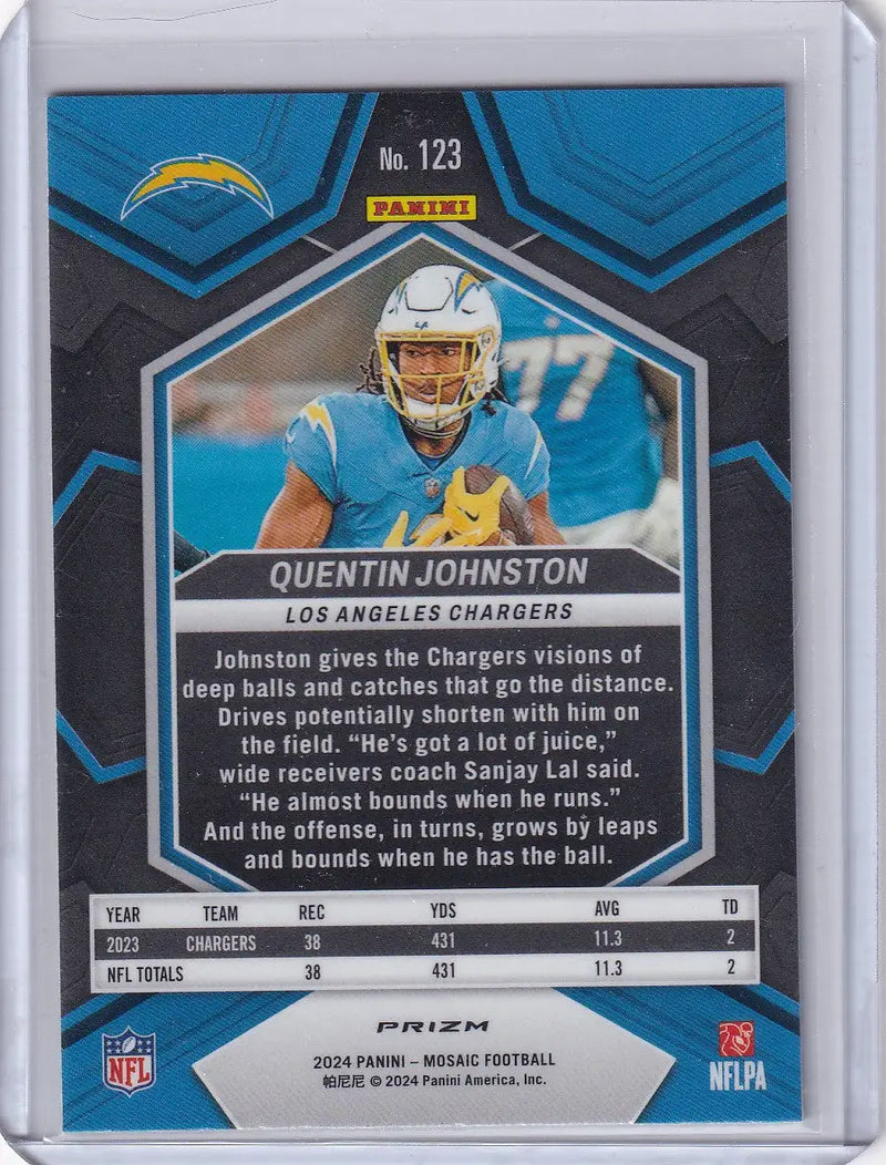 2024 Panini Mosaic Green Reactive #123 Quentin Johnston - Los Angeles Chargers - Football Card Single