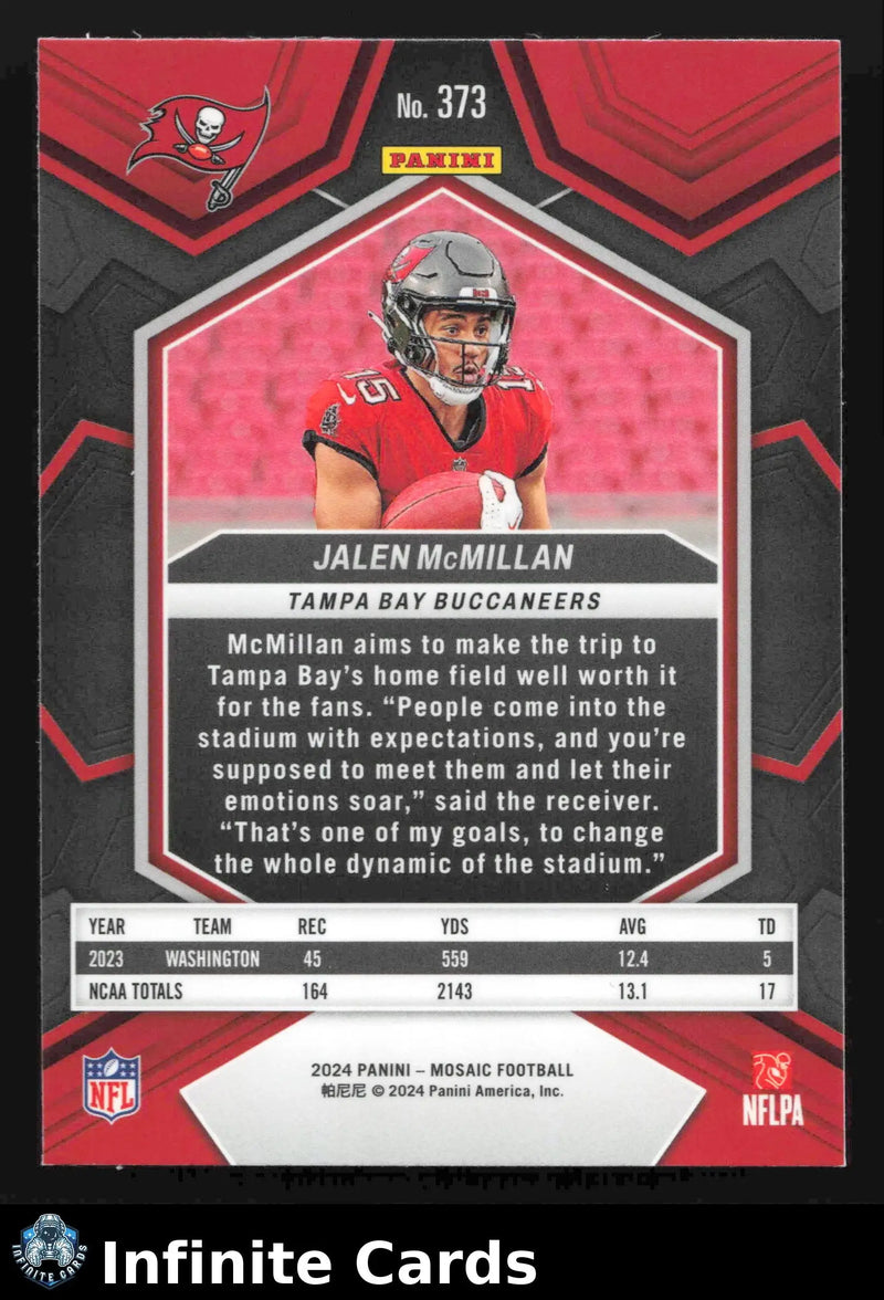 2024 Panini Mosaic JALEN MCMILLAN #373 Tampa Bay Buccaneers RC - Football Card Single