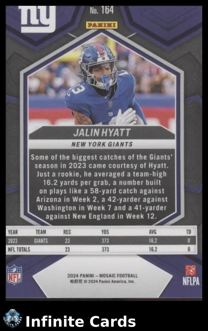 2024 Panini Mosaic JALIN HYATT #164 New York Giants - Football Card Single