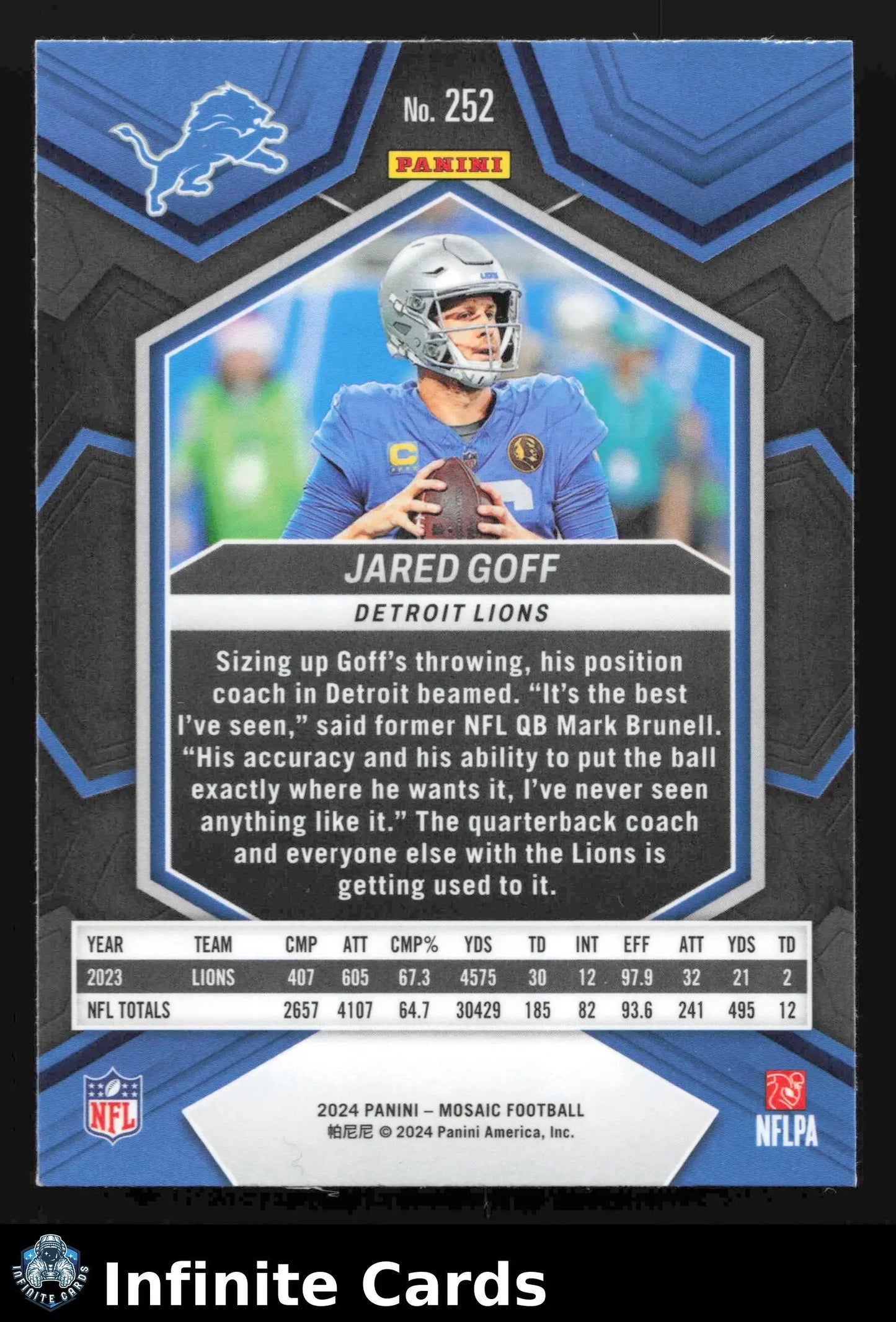 2024 Panini Mosaic JARED GOFF #252 National Pride Detroit Lions - Football Card Single