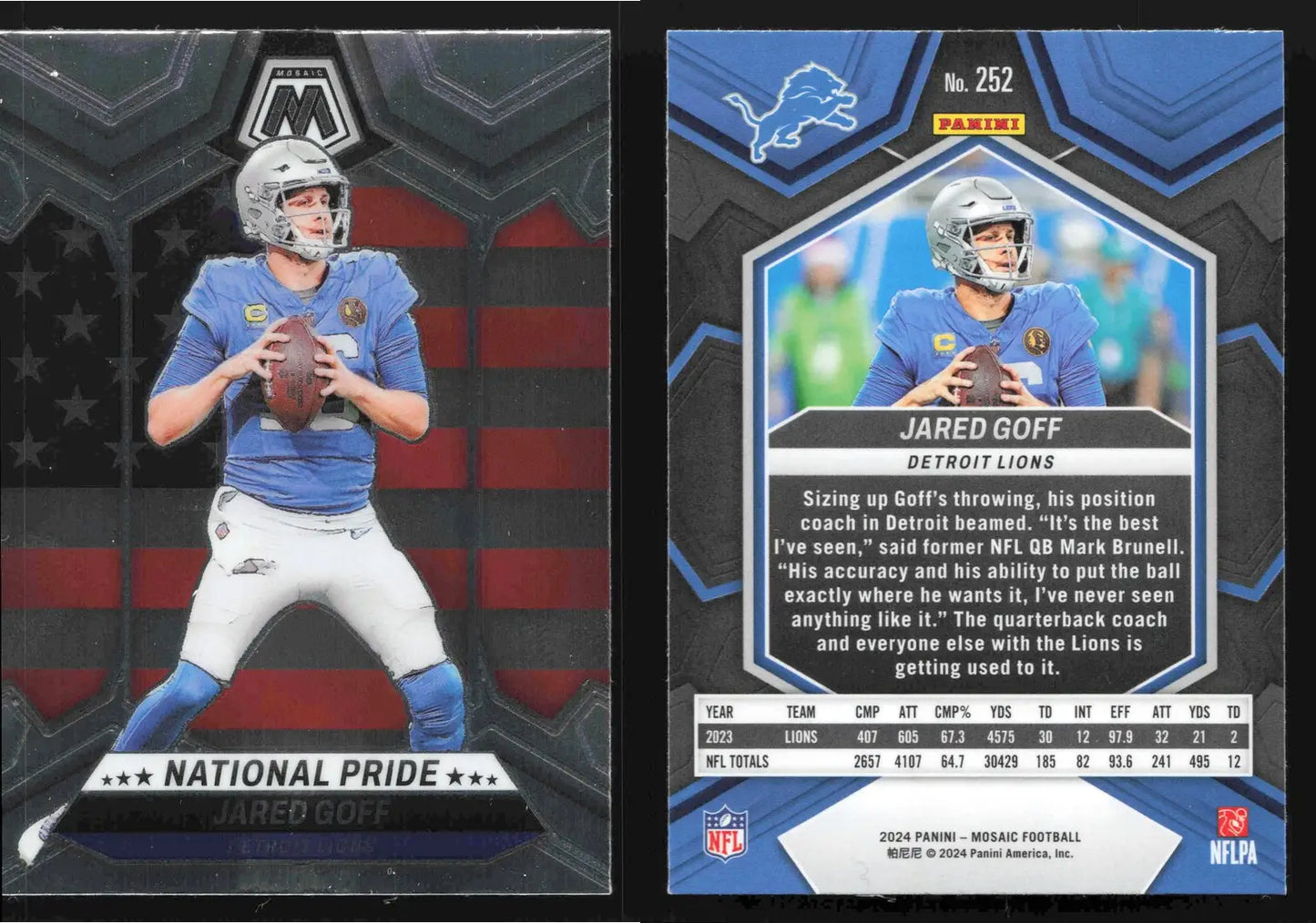 2024 Panini Mosaic JARED GOFF #252 National Pride Detroit Lions - Football Card Single