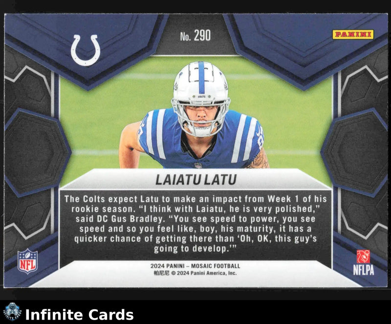 2024 Panini Mosaic LAIATU LATU #290 NFL Debut Indianapolis Colts RC - Football Card Single