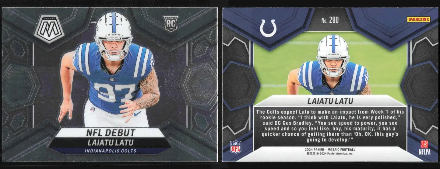 2024 Panini Mosaic LAIATU LATU #290 NFL Debut Indianapolis Colts RC - Football Card Single