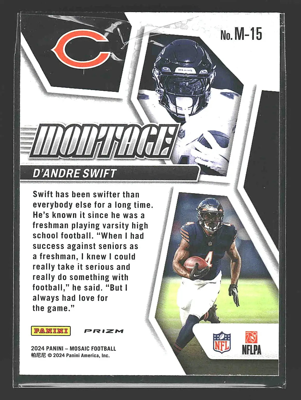 2024 Panini Mosaic #M-15 D’Andre Swift Montage No Huddle Silver - Football Card Single
