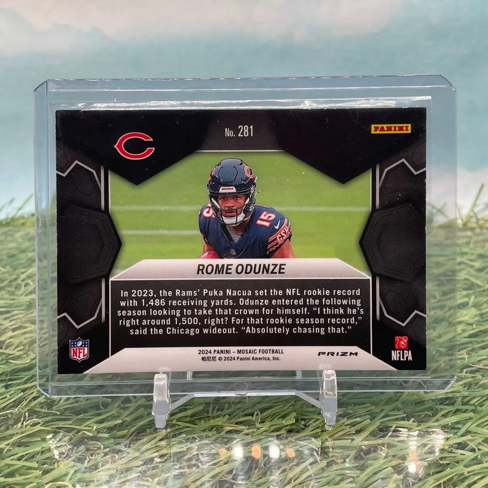 Rome Odunze football card from 2024 Panini Mosaic Green Mosaic Prizm #281