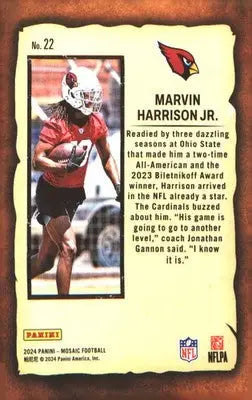 2024 Panini Mosaic Notoriety #22 Marvin Harrison Jr. - Football Card Single