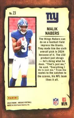 2024 Panini Mosaic Notoriety #23 Malik Nabers - Football Card Single