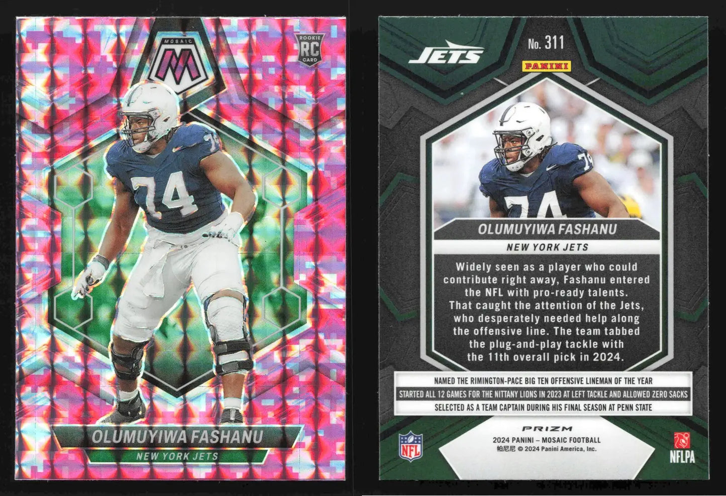 2024 Panini Mosaic OLUMUYIWA FASHANU #311 Camo Pink New York Jets RC - Football Card Single