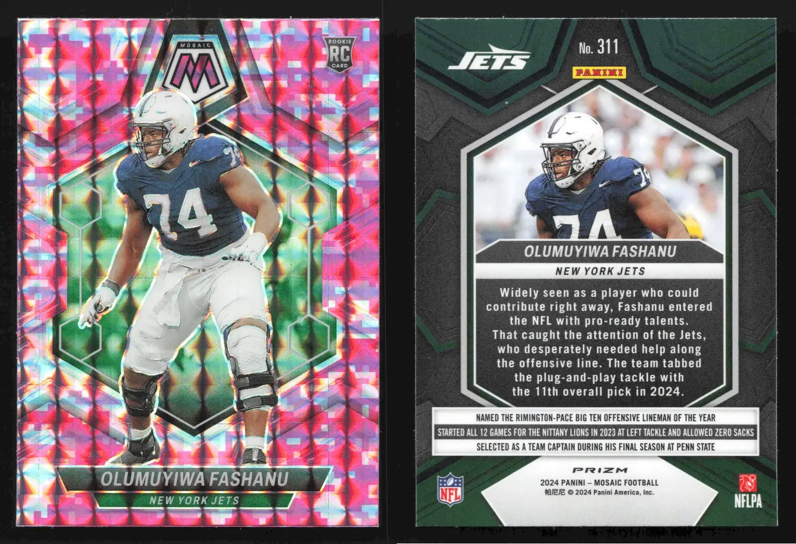 2024 Panini Mosaic OLUMUYIWA FASHANU #311 Camo Pink New York Jets RC - Football Card Single