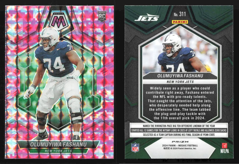 2024 Panini Mosaic OLUMUYIWA FASHANU #311 Camo Pink New York Jets RC - Football Card Single